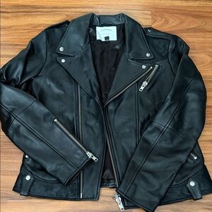 Understated Black Leather Biker Jacket- Real Leather Austin,TX